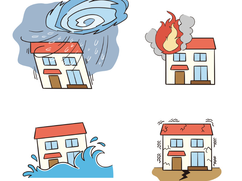 Housing damaged by natural disaster