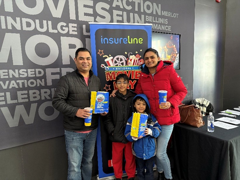 Vipul Patel and his family attend National Movie Day at Kitchener VIP Cinemas in Kitchener, Ontario.