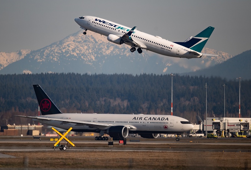 An Air Canada flight departing for Toronto.