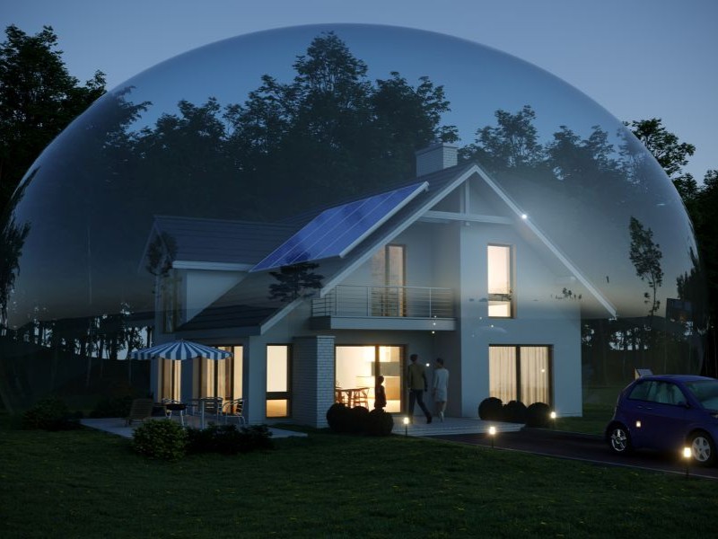 House under dome protecting it from climate change